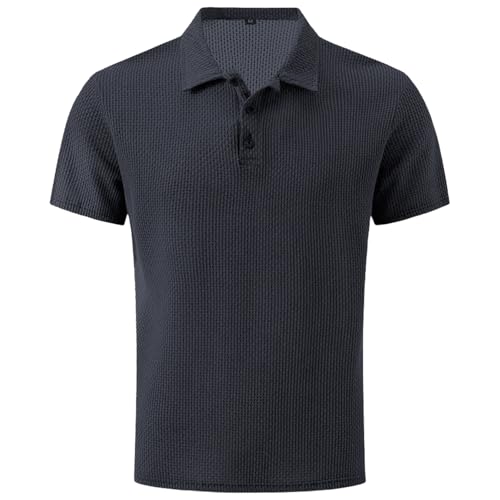 Breeze Shirts for Men,Breeze Polo Shirt,Ultra Comfortable Textured Breathable Refreshing Silky (Dark Grey,3XL) von Generisch