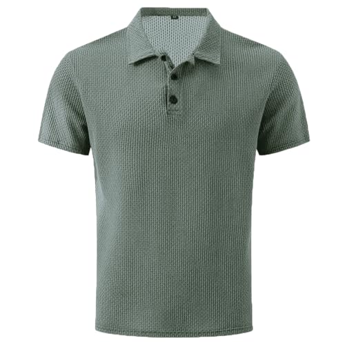 Breeze Shirts for Men,Breeze Polo Shirt,Ultra Comfortable Textured Breathable Refreshing Silky (Green,L) von Generisch