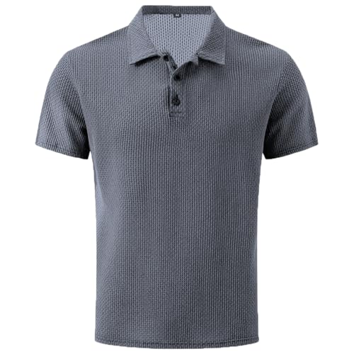 Breeze Shirts for Men,Breeze Polo Shirt,Ultra Comfortable Textured Breathable Refreshing Silky (Light Grey,3XL) von Generisch