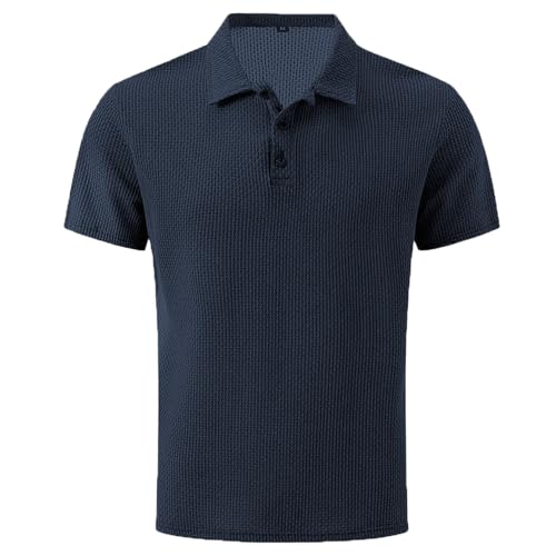 Breeze Shirts for Men,Breeze Polo Shirt,Ultra Comfortable Textured Breathable Refreshing Silky (Navy Blue,XXL) von Generisch