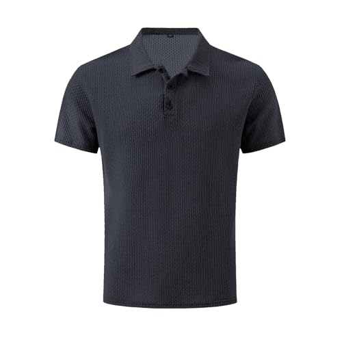 Breeze Shirts for Men- Ultra Comfortable Polo Shirt Textured Breathable Silky Breeze Shirt (Dark Grey,XL) von Generisch