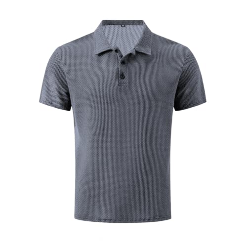 Breeze Shirts for Men- Ultra Comfortable Polo Shirt Textured Breathable Silky Breeze Shirt (Grey,XXL) von Generisch