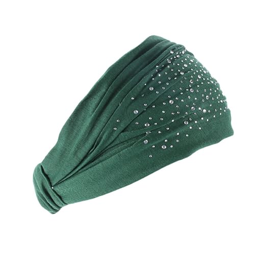 Breite Stirnbänder Schwarzer Turban Elastisches Afrikanisches Kopftuch Sporthaar Für Frauen Und Mädchen Gut Dehnbar Einfarbig Haut Breites Jogging Outfit Herren (Green, One Size) von Generisch