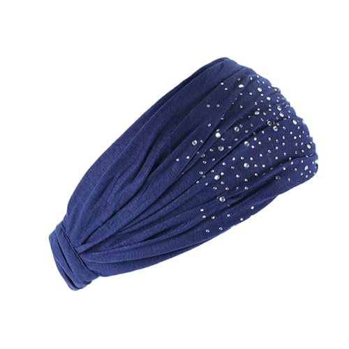 Breite Stirnbänder Schwarzer Turban Elastisches Afrikanisches Kopftuch Sporthaar Für Frauen Und Mädchen Gut Dehnbar Einfarbig Haut Breites Jogging Outfit Herren (Navy, One Size) von Generisch