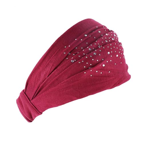 Breite Stirnbänder Schwarzer Turban Elastisches Afrikanisches Kopftuch Sporthaar Für Frauen Und Mädchen Gut Dehnbar Einfarbig Haut Breites Jogging Outfit Herren (Wine, One Size) von Generisch