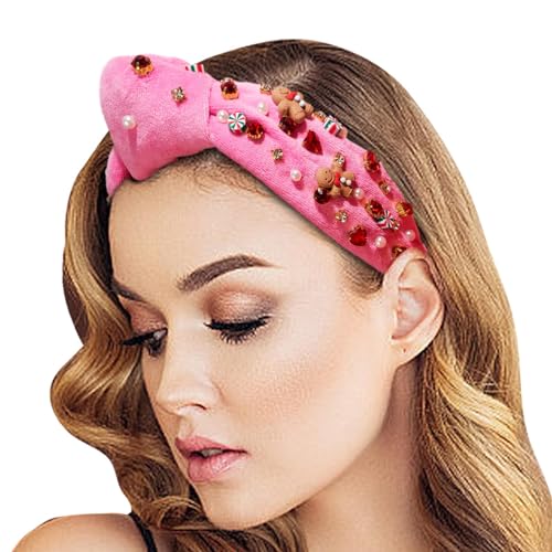 Breite Stirnbänder mit geknoteter Schleife für Damen,Stirnbänder für Damen geknotet, Lebkuchen-Stirnband, Elastische Accessoires, Stirnband-Weihnachtsdekorationen für Mädchen Breite Stirnbänder mit geknoteter Schleife für Damen,Stirnbänder für Damen geknotet, Lebkuchen-Stirnband, Elastische Accessoires, Stirnband-Weihnachtsdekorationen für Mädchen von Generisch
