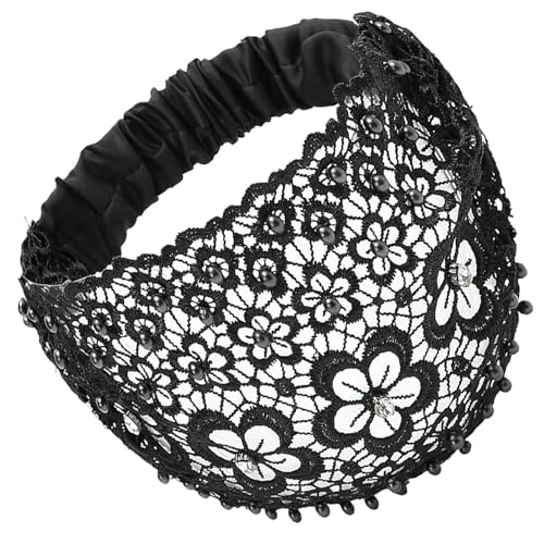 Breites Spitzenstirnband, Spitzenstirnbänder für Frauen, Spitze Blumen Perlen Hohle elastische Kopfbedeckung, Haarschmuck für Frauen und Mädchen, stilvoller Haarschal für Yoga, Fitnessstudio, Sport Breites Spitzenstirnband, Spitzenstirnbänder für Frauen, Spitze Blumen Perlen Hohle elastische Kopfbedeckung, Haarschmuck für Frauen und Mädchen, stilvoller Haarschal für Yoga, Fitnessstudio, Sport von Generisch