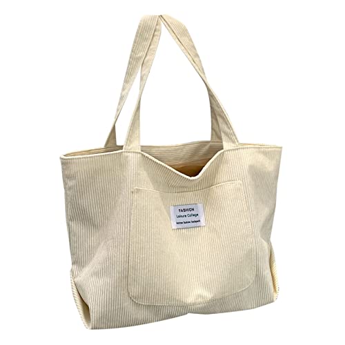 Brief Patch Dekor Shopper Damen Umhängetaschen Damen Handtasche Student Bag & Taschen (White, One Size) von Generisch