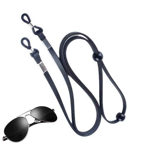 Brillenband – Brillenhalter um den Hals, PU-Leder-Brillenband, verstellbare Kettenhalterung um den Hals, für Damen, Outdoor-Aktivitäten, Schwimmen, Sport, Reisen, Schwarz , Refer to description von Generisch