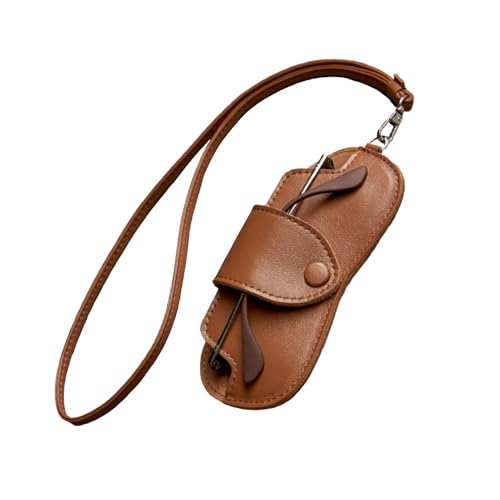 Brillenetui aus weichem Leder – Brillen-Organizer-Tasche – ultradünn, mit Quetschverschluss, PU-Brillenetui mit Armband und Knopfclip für Damen, , Refer to description von Generisch