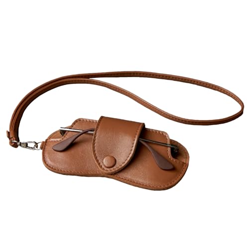 Brillentasche aus Leder – Brillenetui zum Aufhängen am Hals | tragbare, schlanke Sonnenbrillentasche | weiches Sonnenbrillenetui | kratzfeste Brillentasche | wasserdichtes PU-Leder-Sonnenbrillenetui von Generisch