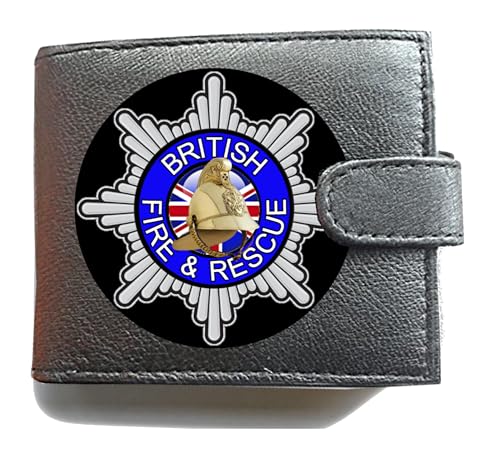 Britisches Feuerwehr- und Rettungsdesign, Anti-RFID-Diebstahl-Geldbörse, schwarzes weiches Leder, großes Münzfach, Schwarz , L, Klassisch von Generisch