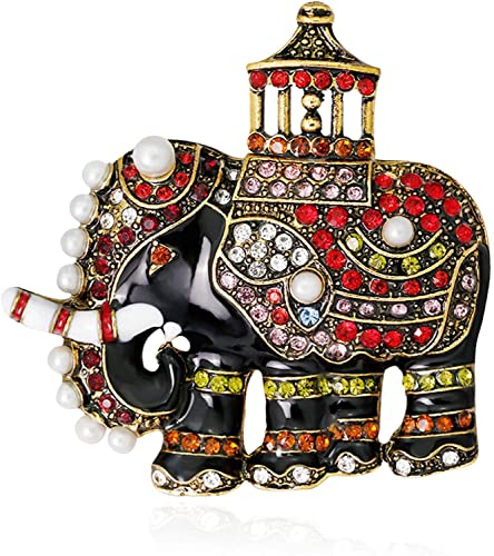 Brosche, Thailand-Elefant, Retro, bunt, Strass, Kunstperlen, Geschenk für Damen, Schal, Schmuck von Generisch
