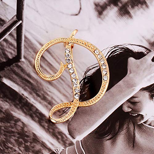 Brosche Damen 1 STÜCK Kristall 26 Englische Buchstaben Brosche Paar Memorial Schmuck Liebe Geschenke Leuchtkette Schmuck (Gold2, One Size) von Generisch