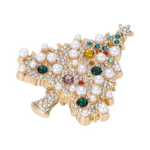 Brosche Für Damen Und Kleider | Strass Perlen Weihnachtsbaum Brosche | Festliche Damen Schmuck Geschenk,Schal Mantel Bluse Hut Anzug Party Geschenk von Generisch