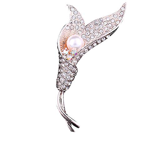 Brosche Tulpe Kunstperlen Strass Brosche Pin Hochzeit Brautschmuck Schal Accessoire Schön und attraktiv von Generisch