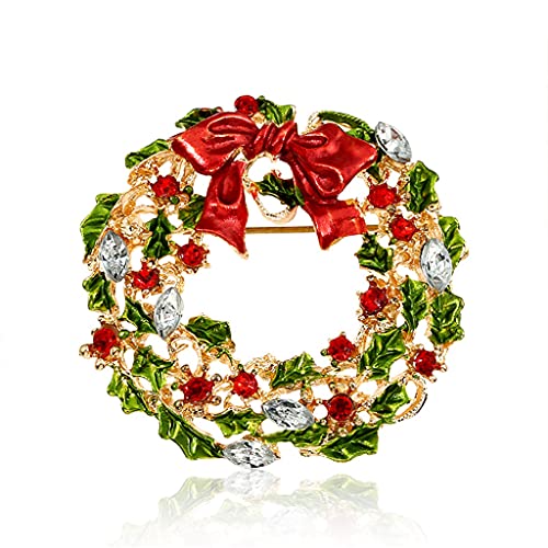 Brosche der Weihnachtsserie Elegante Strasslegierung Brosche Pins Weihnachtsbaum Weihnachtsmann Kranz Design für Festival Geschenk 4cm Brosche der Weihnachtsserie Elegante Strasslegierung Brosche Pins Weihnachtsbaum Weihnachtsmann Kranz Design für Festival Geschenk 4cm von Generisch