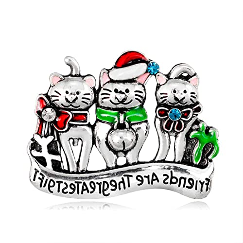 Brosche für Weihnachten, Weihnachten, drei Katzen, Ansteckblume für Hochzeit, Antik-Party, professionell verarbeitet von Generisch