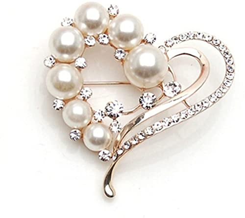 Brosche in Herzform, elegante Strass-Perlen, Liebesbrosche, Anstecknadeln, Hochzeit, Party, Kleidung, Schmuck, Accessoires, schönes Design von Generisch