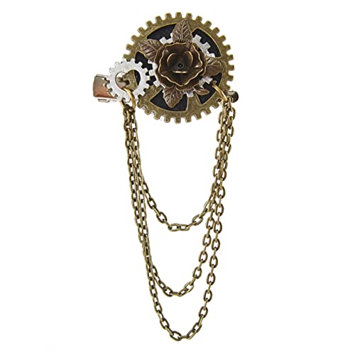 Brosche mit Steampunk-Zahnrädern und Quasten, Kette, Haarspange, Sicherheitsnadeln für Damen, Schmuck, Haarnadel-Zubehör von Generisch