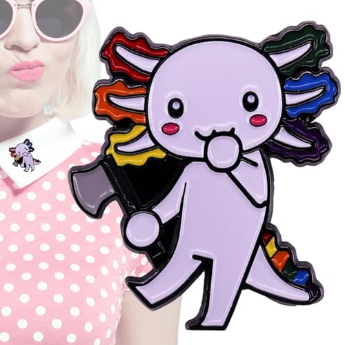 Broschen für Frauen, Anstecker für Kleidung - Rucksäcke für Schmuck Cartoon-Kleidung Pins - Axolotl Farbige Bordhemd der täglichen Dating-Dekoration von Generisch