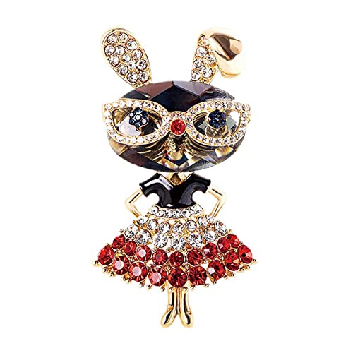 Broschen für Frauen, Retro-Schmuck, moderne Cartoon-Brille, Kaninchen-Brosche, Kleidung, P9 x 1, Oster-Brosche, niedliches Anstecknadel, Zubehör, Häschen, Größe, Metall Strassstein von Generisch