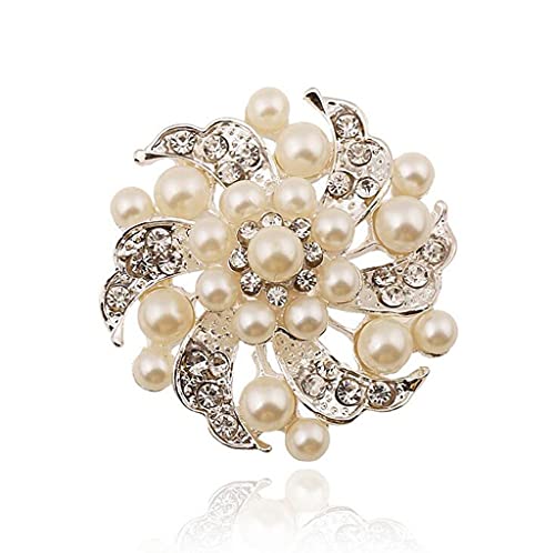 Broschen mit Perlenblumen-Design, Modeschmuck, Anstecknadel, Schal-Clip für Weihnachten, Hochzeit, Brautparty, Dekoration, Deft Processed von Generisch