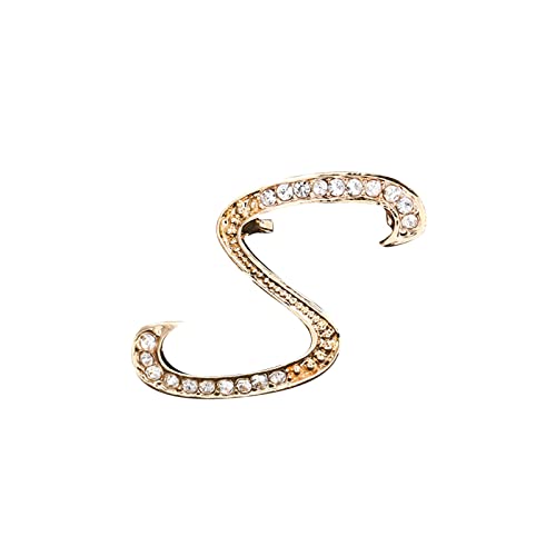 Broschennadeln Art Weise edle 26 initiale Strass Brosche für Frauen A z 26 Alphabet initiale brooche für junge Mädchen Kleider Clip (S, One Size) von Generisch