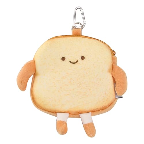 Brot-Münzbeutel, Plüsch-Geldbörse - Toast-Wechselhalter mit Reißverschluss,Plüsch-Münzfach, Geldbeutel, süßer Taschenanhänger für Erwachsene und Kinder von Generisch