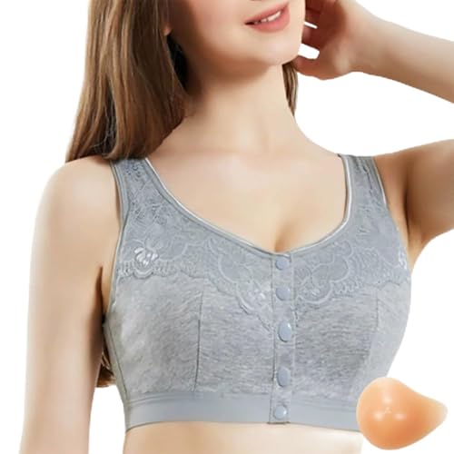 Brustprothesen-BH für Brustkrebs Nachsorge atmungsaktive Silikon-Einlage Komfortdesign tägliche Rehabilitation Genesung (Grey, 46) von Generisch