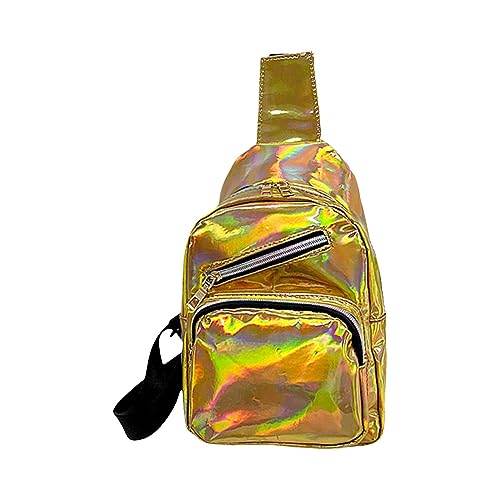 Brusttasche für Damen, strukturiertes Polyurethan, multifunktional, Farbe, lässig, Umhängetasche, Leder, Schultertasche für Damen, gold, Einheitsgröße von Generisch