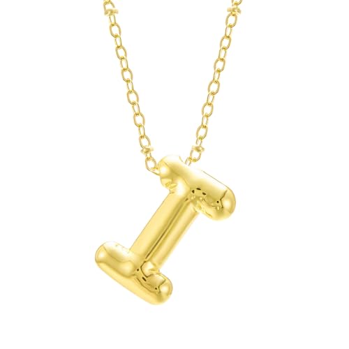 Bubble Letter Necklace Gold Initial Necklaces for Women Trendy Chunky Charm Pendant Jewelry Birthday Teen Her Mom Grandma Wife Sister Halsketten Mädchen (I One Size) von Generisch
