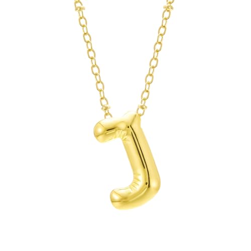 Bubble Letter Necklace Gold Initial Necklaces for Women Trendy Chunky Charm Pendant Jewelry Birthday Teen Her Mom Grandma Wife Sister Halsketten Mädchen (J One Size) von Generisch