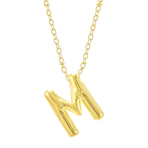 Bubble Letter Necklace Gold Initial Necklaces for Women Trendy Chunky Charm Pendant Jewelry Birthday Teen Her Mom Grandma Wife Sister Halsketten Mädchen (M One Size) von Generisch