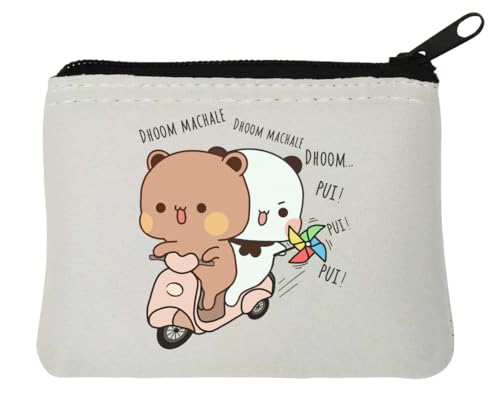 Bubu Dudu Cute Bear Motorradfahrer Neopren Münzgeldbeutel 10 x 11 cm Weiß von Generisch