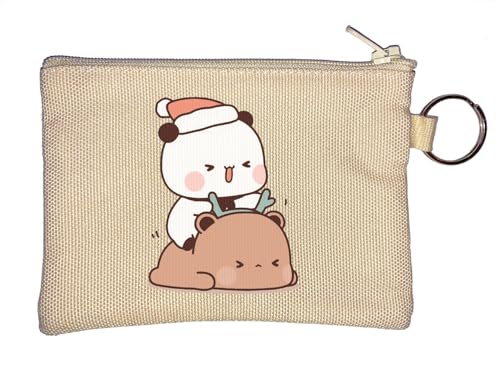 Bubu Dudu Weihnachten Rentier und Weihnachtsmann Schlüsselanhänger Münzbörse Beige von Generisch