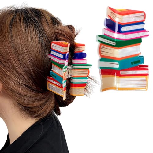 Buch-Haarklammern,Bücherregal-Haarklammern,Rutschfes Hair Claw Clips Niedliche Acryl Haarklammern Für Damen Haarspangen Kann Als Geschenk Für Mädchen Verwendet Werden (A) von Generisch