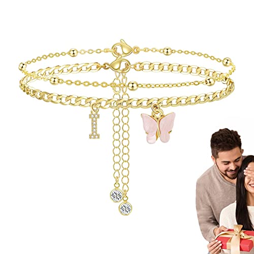 Buchstaben-Fußkettchen, Fußkettchen, mehrlagiges Fußkettchen für Damen – Schmuck-Fußkettchen für Frauen, Teenager, Mädchen von Generisch