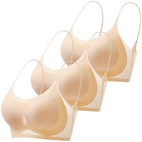 Bügellose BHS für Damen, dünne BHS für Sommer, Sommer, atmungsaktiv, Eisseide, Bralette mit dünnem Netz-Design, nahtlos, kabellos, Camisole BH für Damen, kühlender Lounge-Komfort, B, L von Generisch