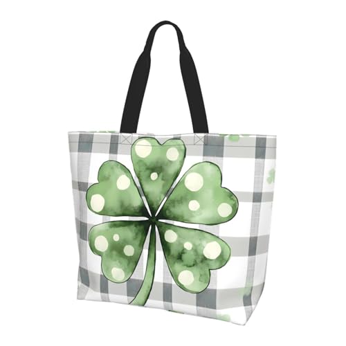Buffalo Plaid Cover Tote Bag Damen Schulterhandtaschen 4 Blatt Kleeblatt Einkaufstaschen Wasserabweisend Große Handtasche mit Innentasche für Arbeit Reise Schule Buffalo Plaid Cover Tote Bag Damen Schulterhandtaschen 4 Blatt Kleeblatt Einkaufstaschen Wasserabweisend Große Handtasche mit Innentasche für Arbeit Reise Schule von Generisch