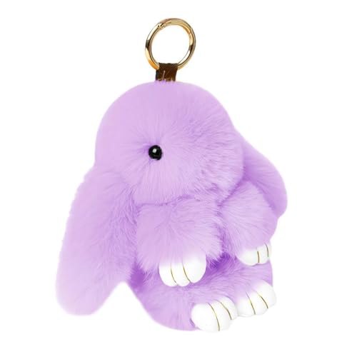 Bunny Keychain - Cute Plush Bunny Charm for Women Girls Handbag or Backpack, Lip Balm Charm Handmade Soft Pompon Keychain, School Bag Mini Bunny Key Ring for Christmas and Valentine's Day Anniversary von Generisch