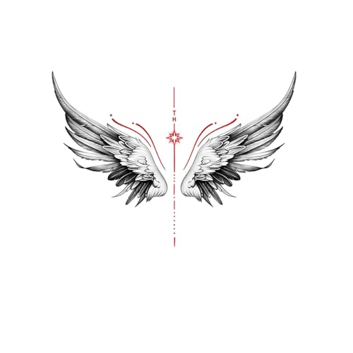 Bunte Aufkleber mit guten und bösen Engelsflügeln, nicht reflektierend, wasserfest, realistisch, Einweg-, farbecht, waschbar, langlebige, gefälschte temporäre Tattoos(2pcs) von Generisch