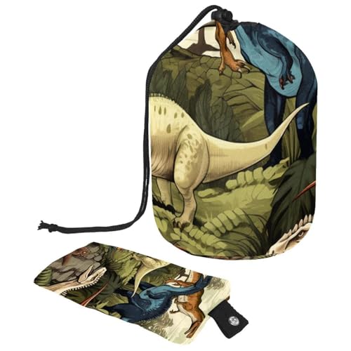 Bunte Cartoon-Dinosaurier-Reise-Kosmetiktasche, Make-up-Tasche für Damen, faltbare Reise-Kosmetiktasche, tragbare Kulturbeutel, Bunte Cartoon-Dinosaurier, 9.9x6.9in/25.2x17.6cm;6x3.5in/15.2x8.8cm, von Generisch