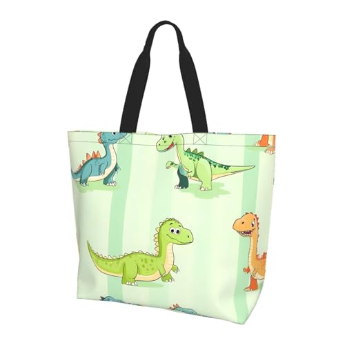 Bunte Dino-Tragetasche für Damen, Schulterhandtaschen, Dinosaurier-Einkaufstaschen, wasserabweisend, große Handtasche mit Innentasche für Arbeit, Reisen, Schule von Generisch