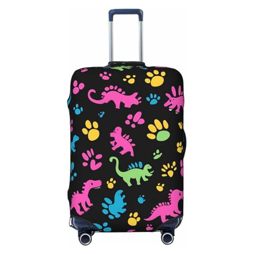 Bunte Dinosaurier-Kofferabdeckung, Gepäckschutz, Dinosaurier-Pfoten-Druck, elastische Gepäckabdeckung, kratzfest, staubdicht, passend für 55,9 - 61 cm, mehrfarbig, L von Generisch