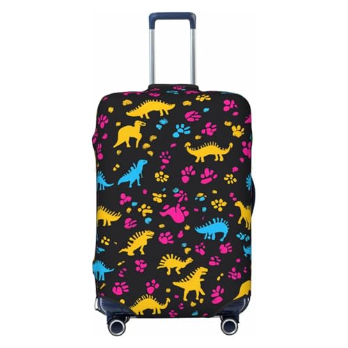 Bunte Dinosaurier-Kofferabdeckung, Gepäckschutz, Dinosaurier-Pfoten-Druck, elastische Gepäckabdeckung, kratzfest, staubdicht, passend für 55,9 - 61 cm, mehrfarbig, XL von Generisch