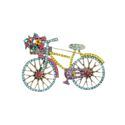 Bunte Kristall-Broschen mit Blumenkorb, für Damen und Herren, Barock-Abzeichen, Bike, Metall, Schmuck-Zubehör, Strassstein von Generisch