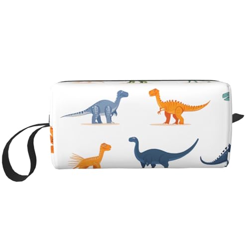 Bunte Make-up-Tasche mit Dinosaurier-Motiv, wasserabweisend, Reise-Kulturbeutel, Organizer für Damen und Herren, Cartoon-Dino, Kosmetik-Aufbewahrungstasche mit Reißverschluss, tragbare kleine von Generisch