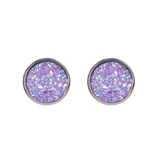 Bunte Ohrstecker für Damen, 1 Paar runde, baumelnde Tropfen-Ohrringe mit Anhängern, perfekt zum Ergänzen jedes Outfits Jade Creolen Für (Purple, One Size) von Generisch