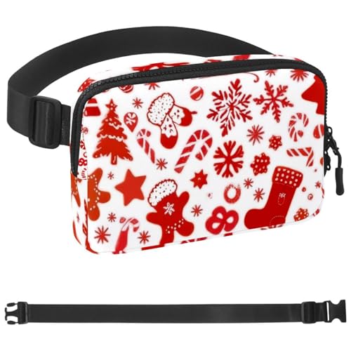 Bunte Weihnachts-122 Gürteltasche für Damen und Herren, Gürteltasche mit verstellbarem Riemen, modische Umhängetasche für Reisen, Outdoor, Laufen, Wandern, Mehrfarbig 02, 1.5x9.0x5.9in/4x23x15cm von Generisch
